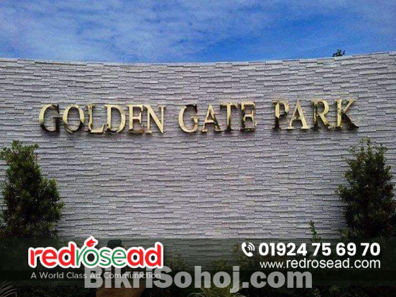 Golden Stainless Steel Letters' Signboard Manufacturer